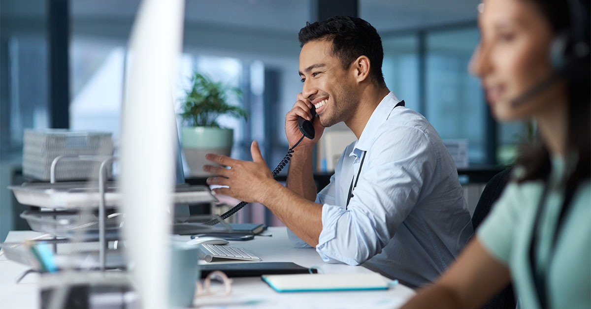 engaged employee on the phone