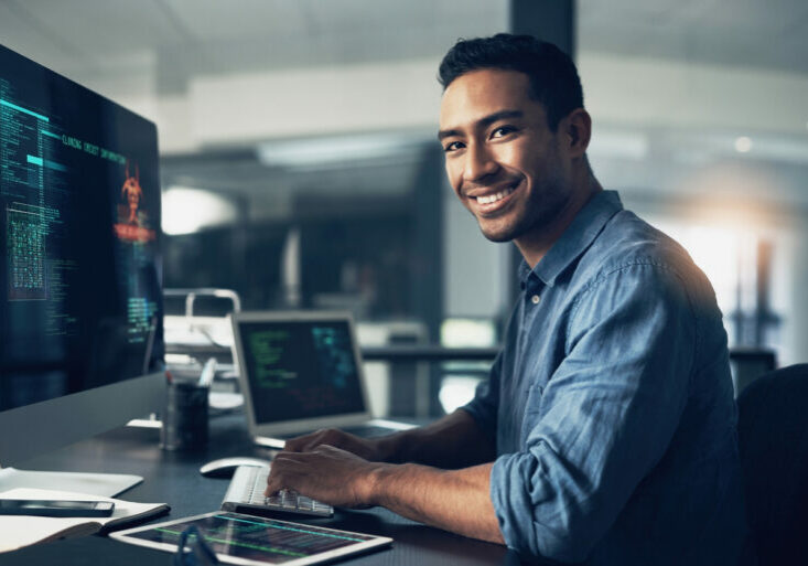 Male virtual CIO performing IT-related tasks for a company.